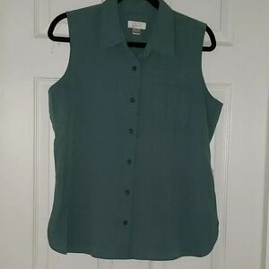 Christopher & Banks teal green sleeveless top Sz L